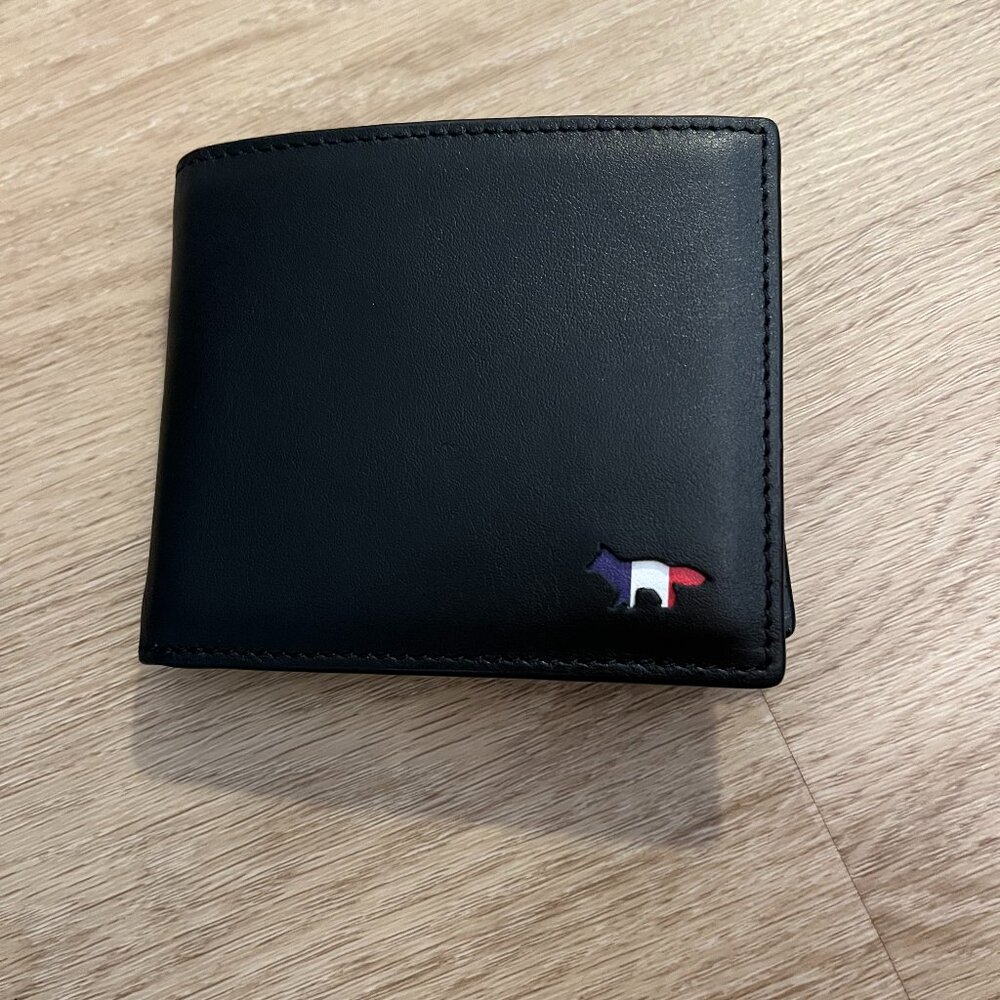 Maison Kitsune Tricolor Fox Compact Bifold Wallet Black (New)